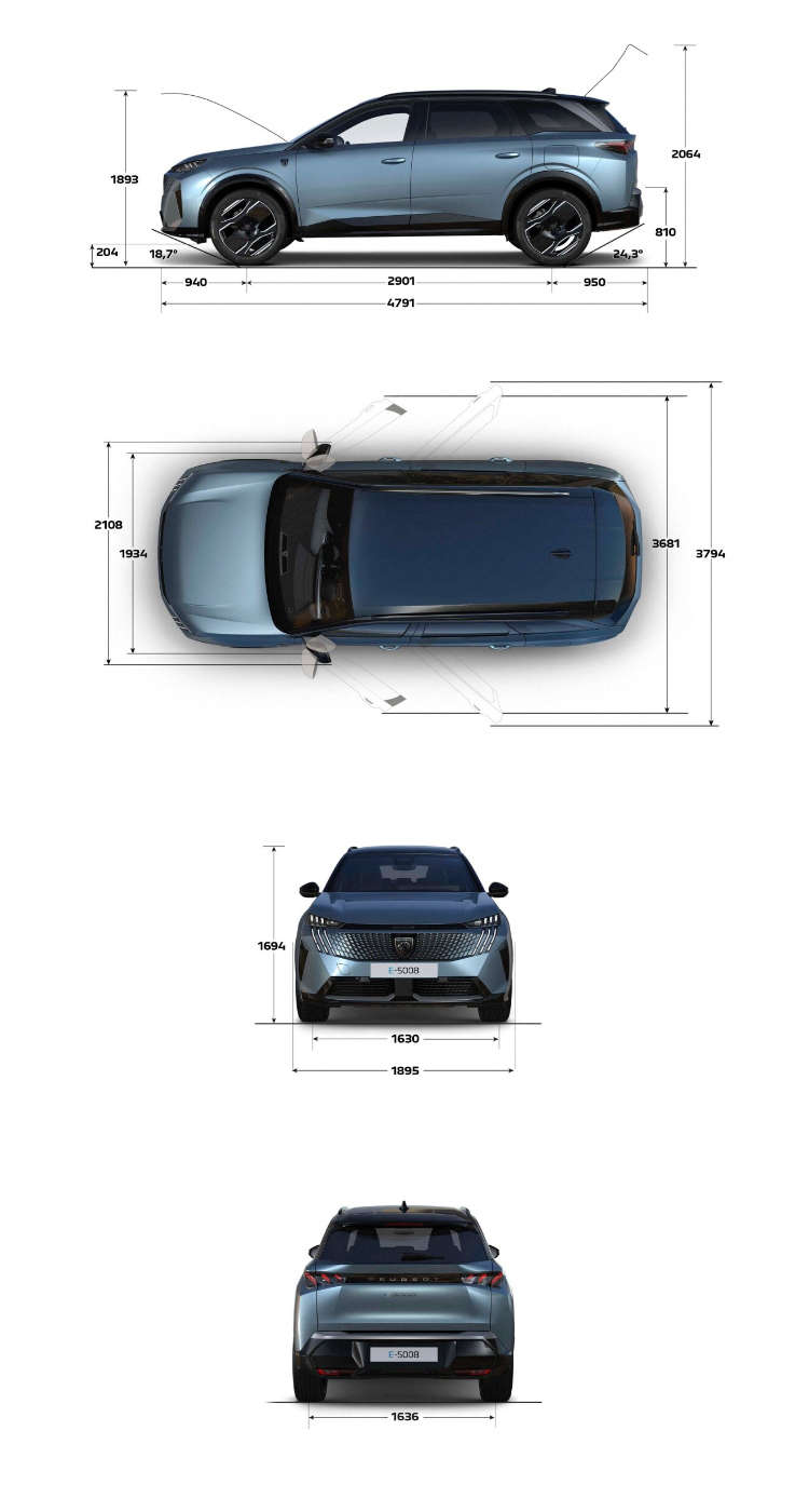Зовнішні розміри Peugeot e-5008